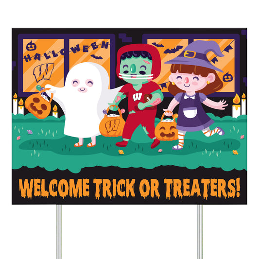 Wisconsin Badgers 24" Welcome Trick Or Treaters Yard Sign