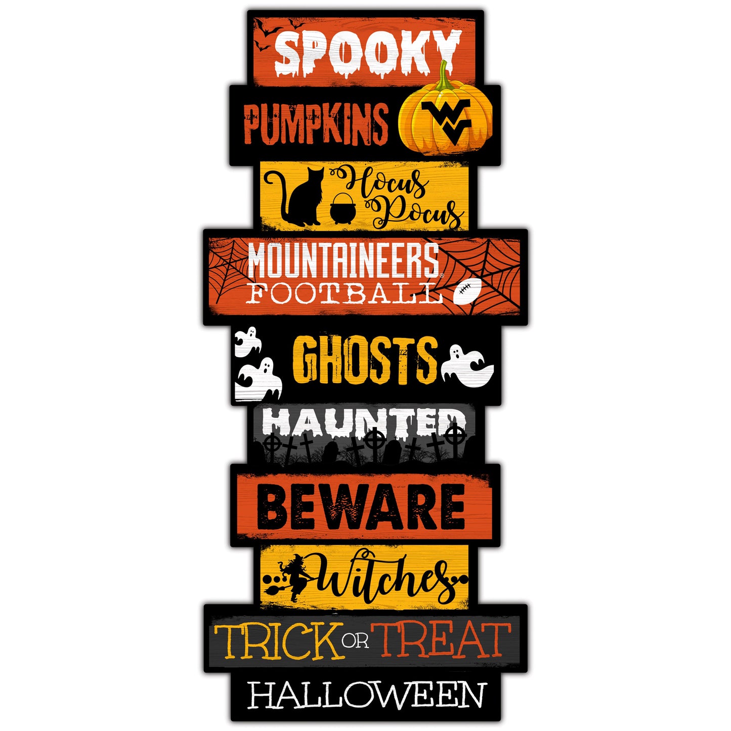 West Virginia Mountaineers 24'' Halloween Celebration Stack Sign