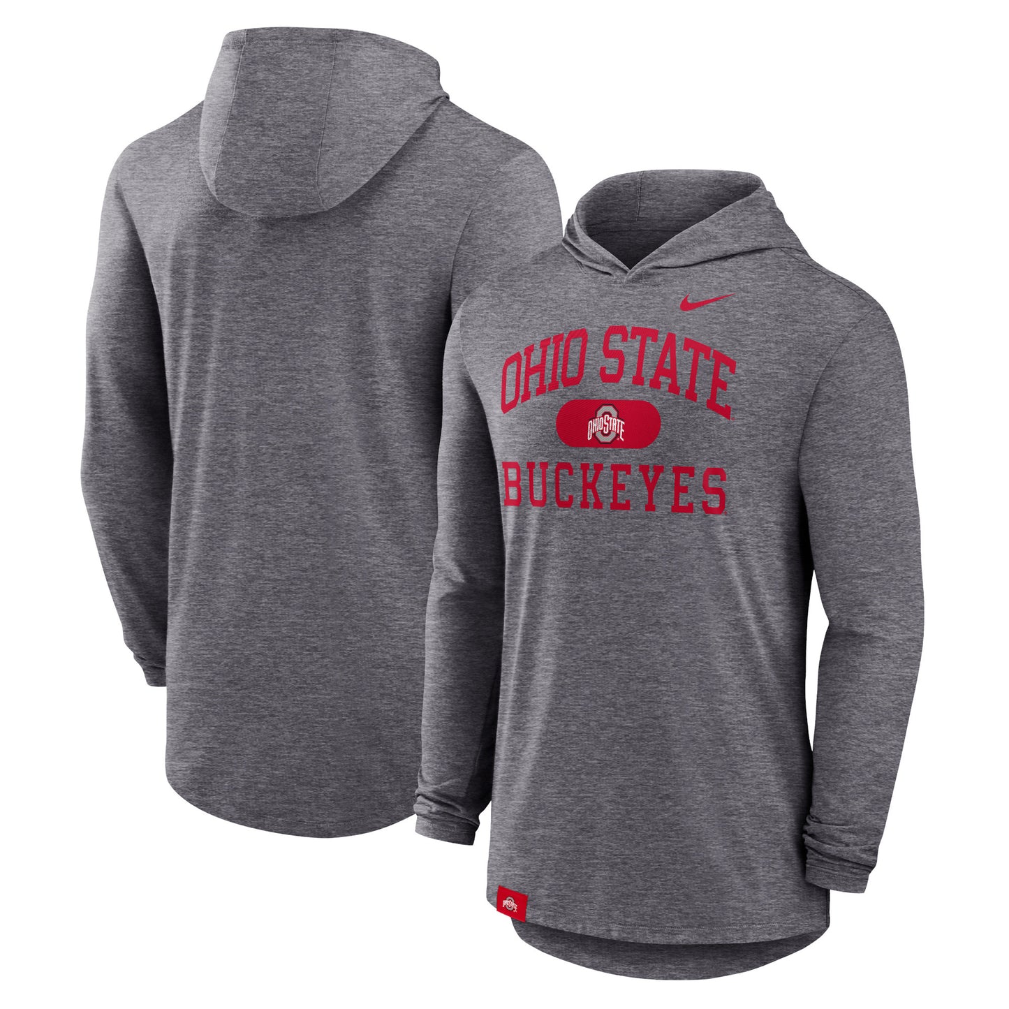 Men's Nike Heather Gray Ohio State Buckeyes Blitz Hoodie Long Sleeve T-Shirt