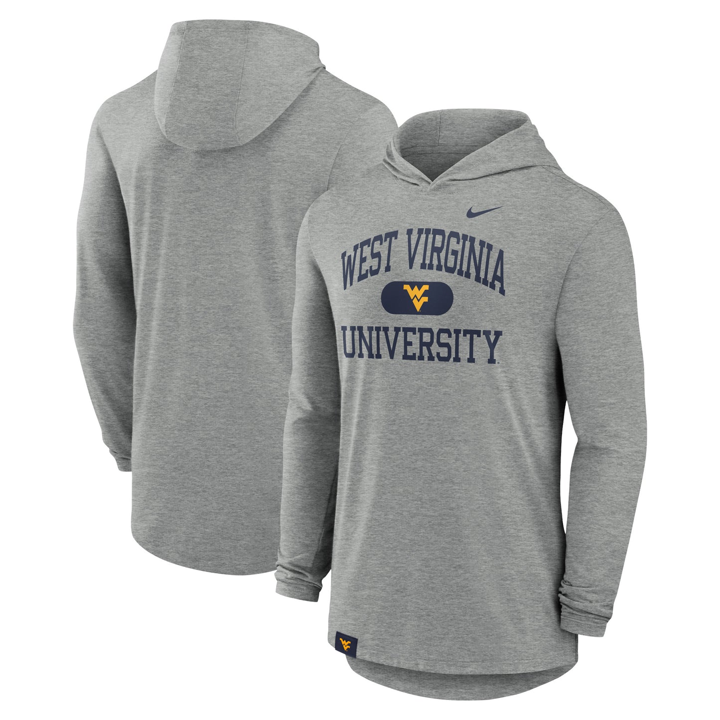 Men's Nike Heather Gray West Virginia Mountaineers Blitz Hoodie Long Sleeve T-Shirt