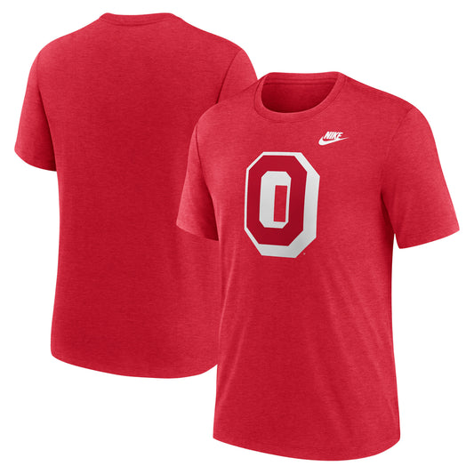 Men's Nike Heather Scarlet Ohio State Buckeyes Blitz Evergreen Legacy Primary Tri-Blend T-Shirt