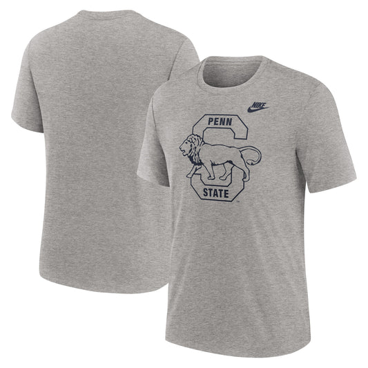 Men's Nike Heather Gray Penn State Nittany Lions Blitz Evergreen Legacy Primary Tri-Blend T-Shirt