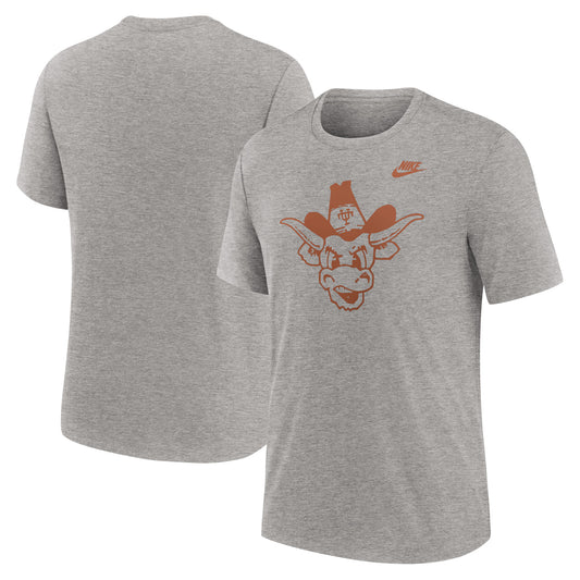 Men's Nike Heather Gray Texas Longhorns Blitz Evergreen Legacy Primary Tri-Blend T-Shirt