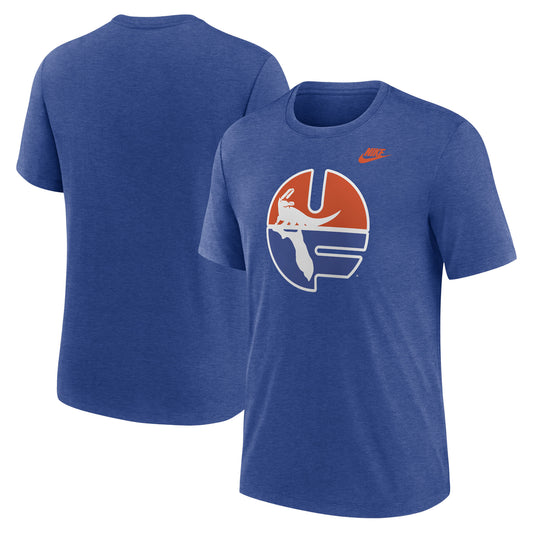 Men's Nike Heather Royal Florida Gators Blitz Evergreen Legacy Primary Tri-Blend T-Shirt