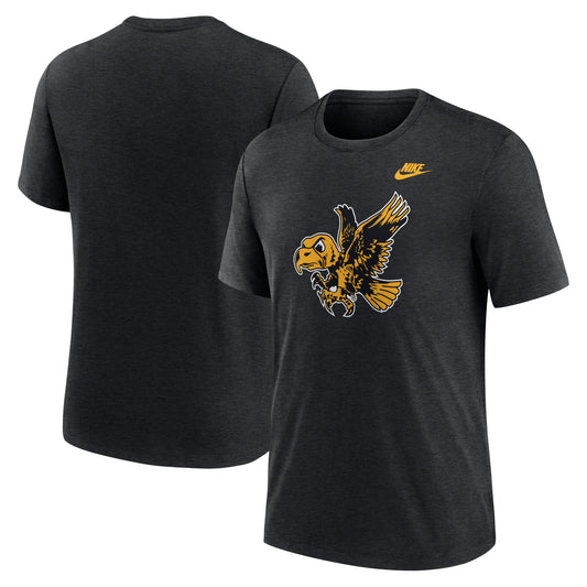 Men's Nike Heather Black Iowa Hawkeyes Blitz Evergreen Legacy Primary Tri-Blend T-Shirt