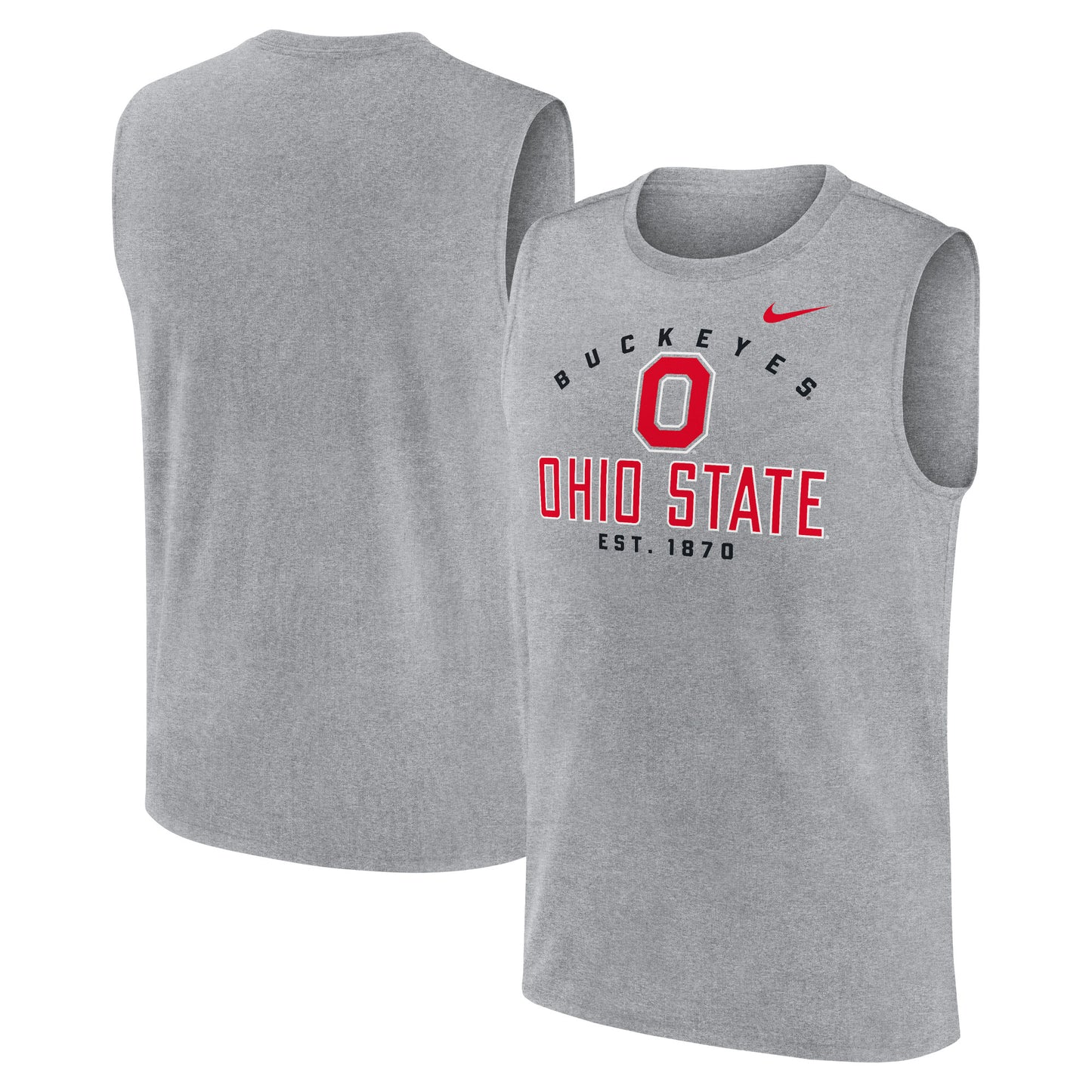 Men's Nike Heather Gray Ohio State Buckeyes Primetime Legend Lock Up Performance Muscle Tank Top