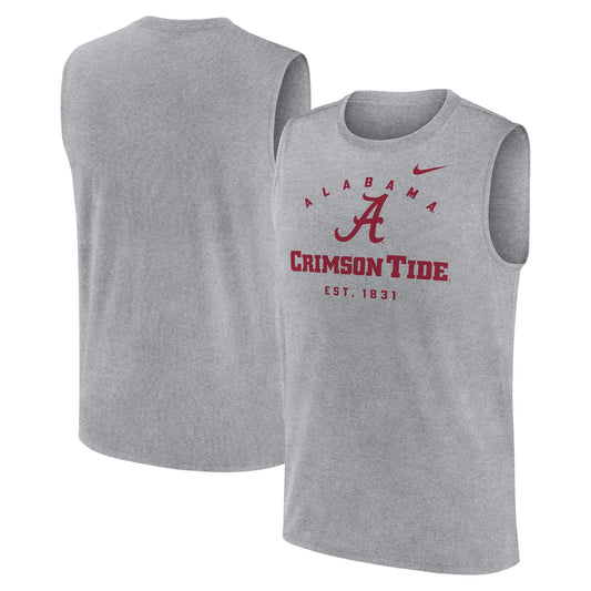 Men's Nike Heather Gray Alabama Crimson Tide Primetime Legend Lock Up Performance Muscle Tank Top