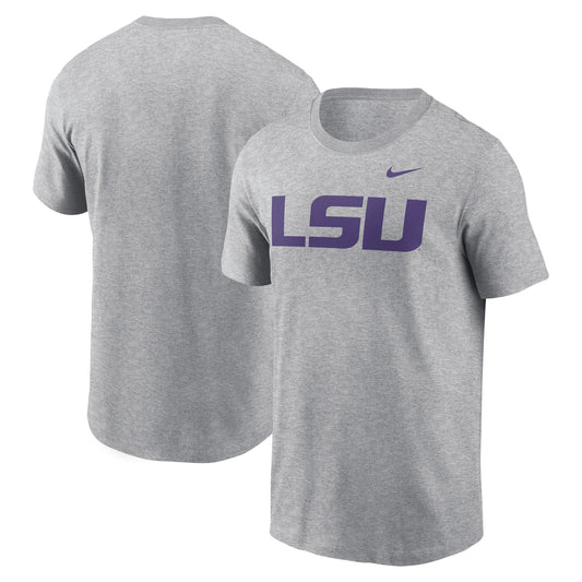 Men's Nike Heather Gray LSU Tigers Primetime Evergreen Logo T-Shirt