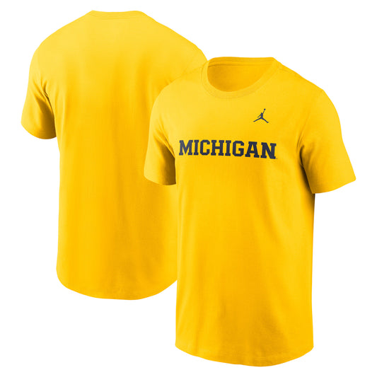 Men's Jordan Brand Maize Michigan Wolverines Primetime Evergreen Wordmark T-Shirt