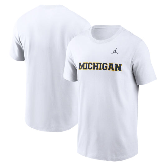 Men's Jordan Brand White Michigan Wolverines Primetime Evergreen Wordmark T-Shirt