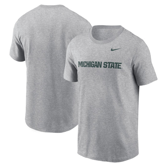 Men's Nike Heather Gray Michigan State Spartans Primetime Evergreen Wordmark T-Shirt