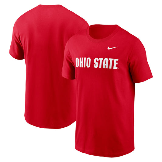 Men's Nike Scarlet Ohio State Buckeyes Primetime Evergreen Wordmark T-Shirt