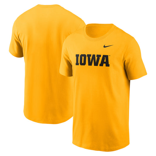 Men's Nike Gold Iowa Hawkeyes Primetime Evergreen Wordmark T-Shirt