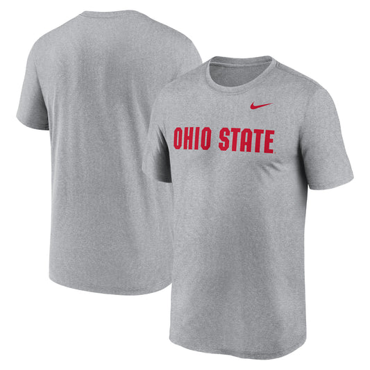 Men's Nike Heather Gray Ohio State Buckeyes Primetime Legend Wordmark T-Shirt