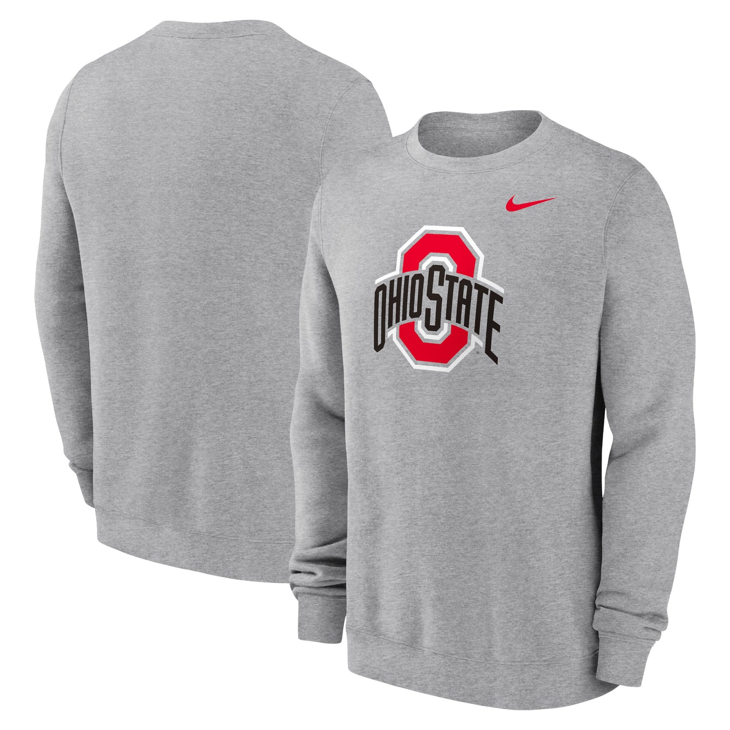 Men's Nike Heather Gray Ohio State Buckeyes Primetime Evergreen Fleece Pullover Sweatshirt