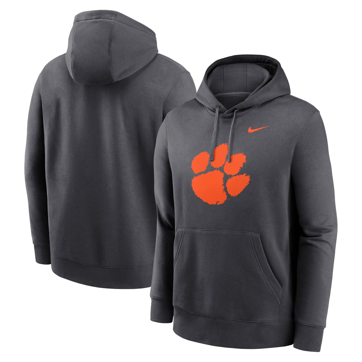 Men's Nike Anthracite Clemson Tigers Primetime Evergreen Club Fleece Pullover Hoodie