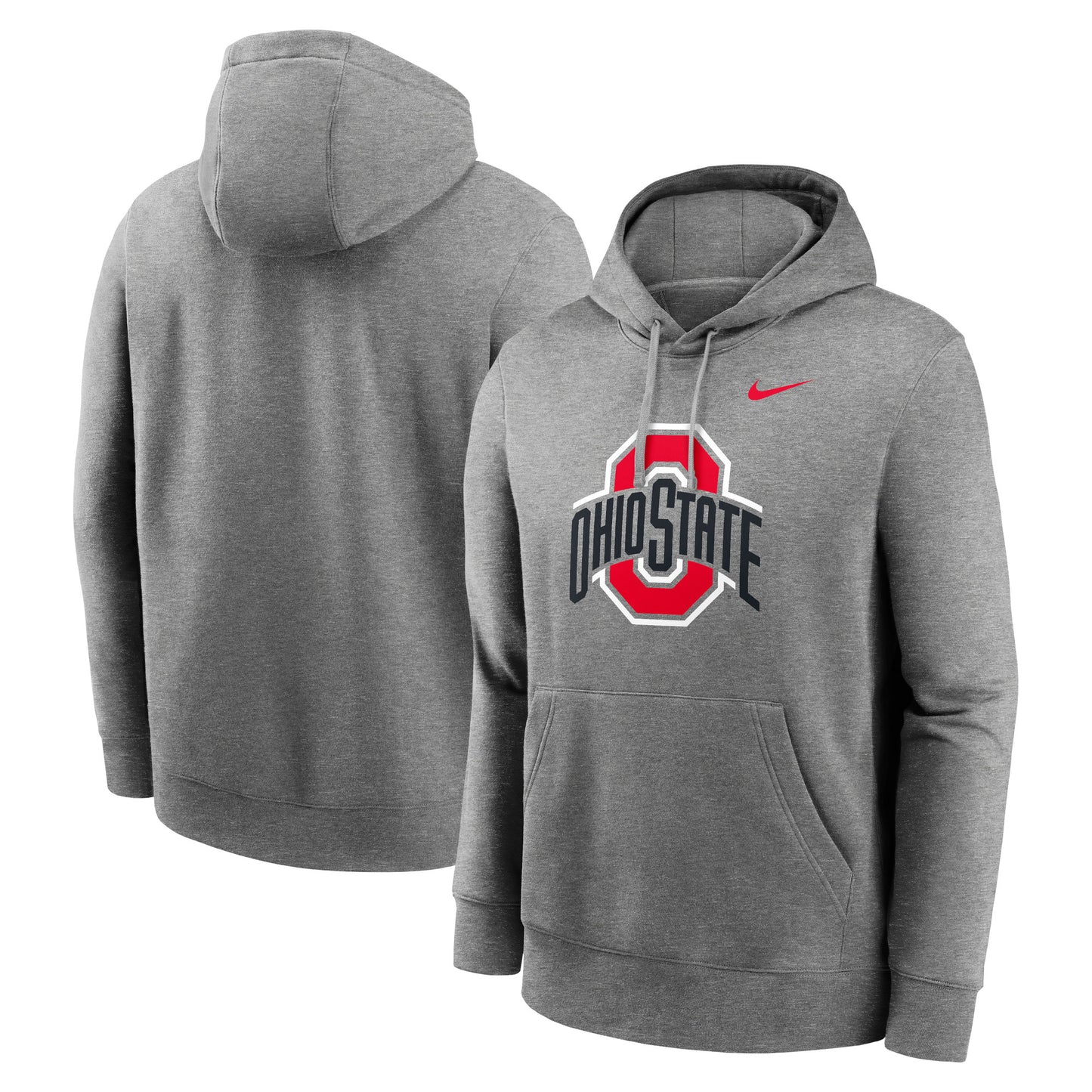 Men's Nike Heather Gray Ohio State Buckeyes Primetime Evergreen Club Fleece Pullover Hoodie