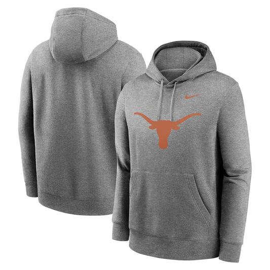 Men's Nike Heather Gray Texas Longhorns Primetime Evergreen Club Fleece Pullover Hoodie