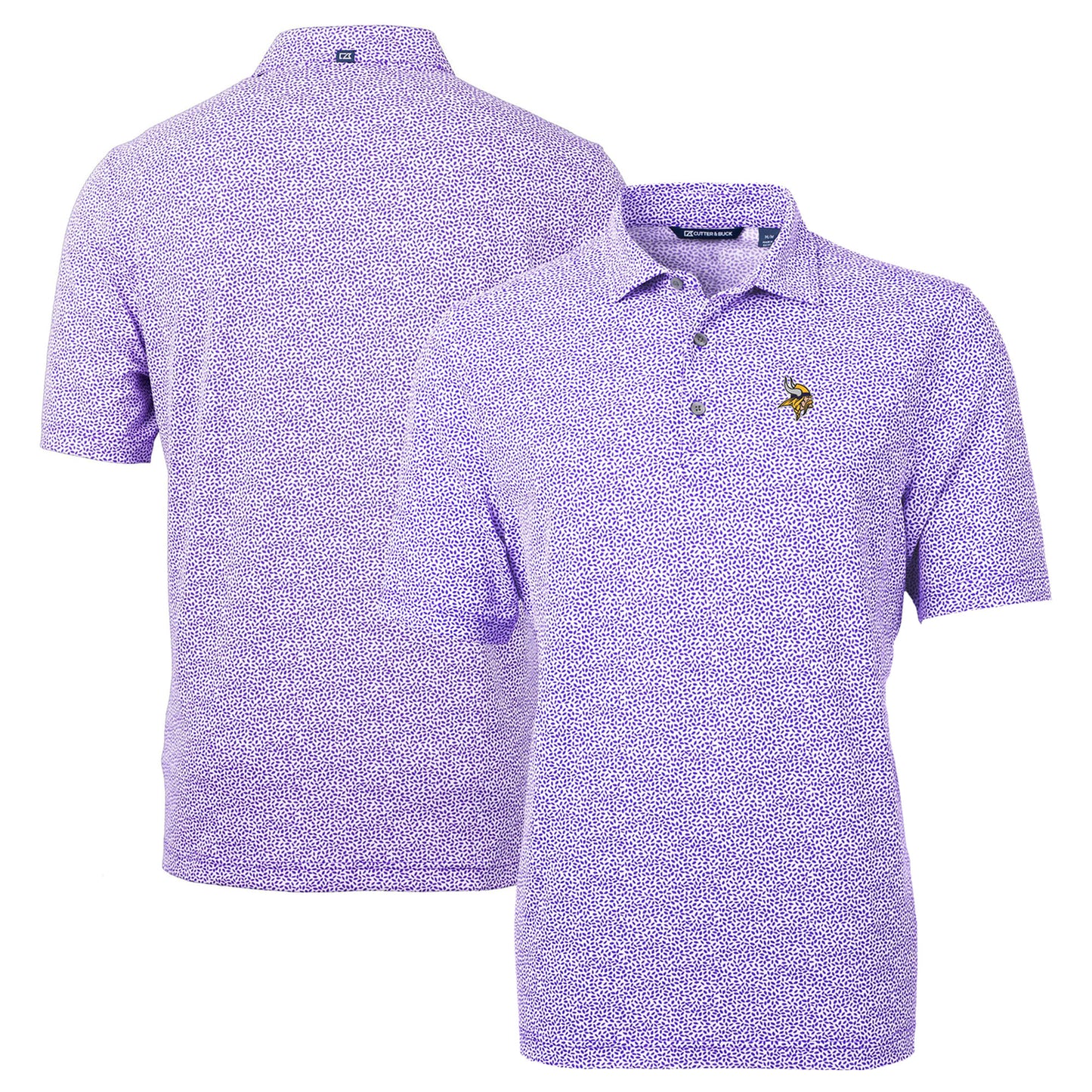 Men's Cutter & Buck Purple Minnesota Vikings Virtue Eco Pique Botanical Print Recycled Polo