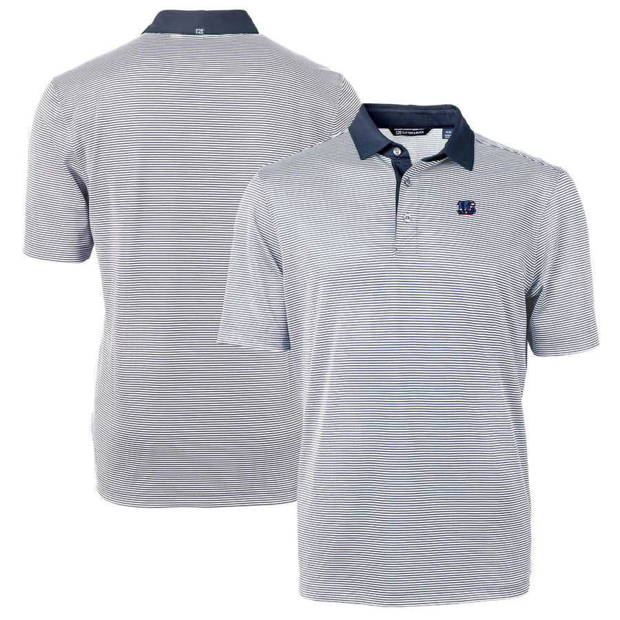 Men's Cutter & Buck Blue/White Cincinnati Bengals Virtue Eco Pique Micro Stripe Recycled Polo