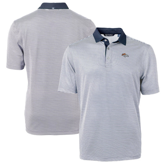 Men's Cutter & Buck Blue/White Denver Broncos Virtue Eco Pique Micro Stripe Recycled Polo
