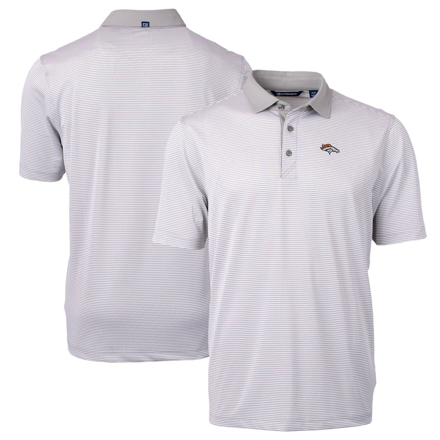 Men's Cutter & Buck Gray/White Denver Broncos Virtue Eco Pique Micro Stripe Recycled Polo