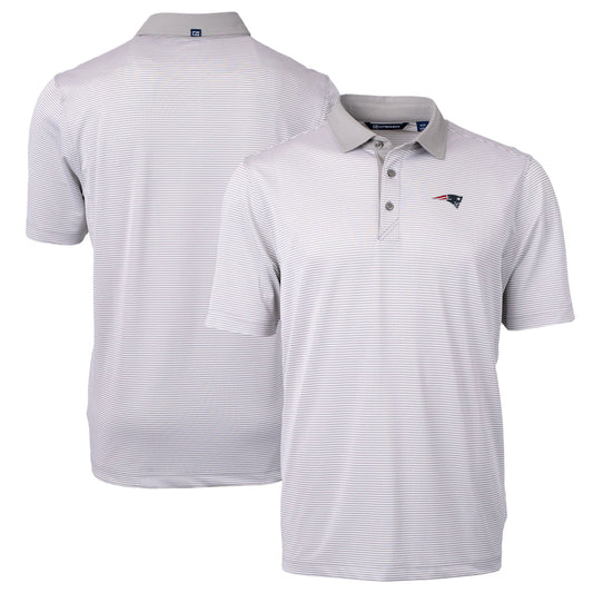 Men's Cutter & Buck Gray/White New England Patriots Virtue Eco Pique Micro Stripe Recycled Polo