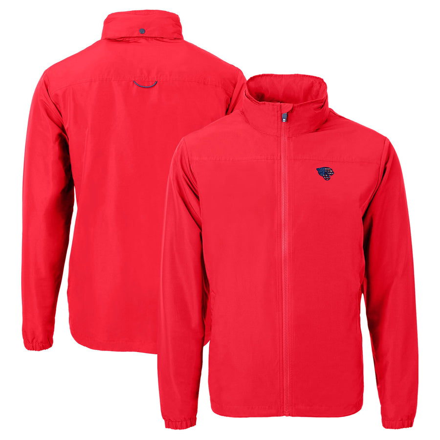 Men's Cutter & Buck  Red Jacksonville Jaguars  Charter Eco Recycled Full-Zip Jacket