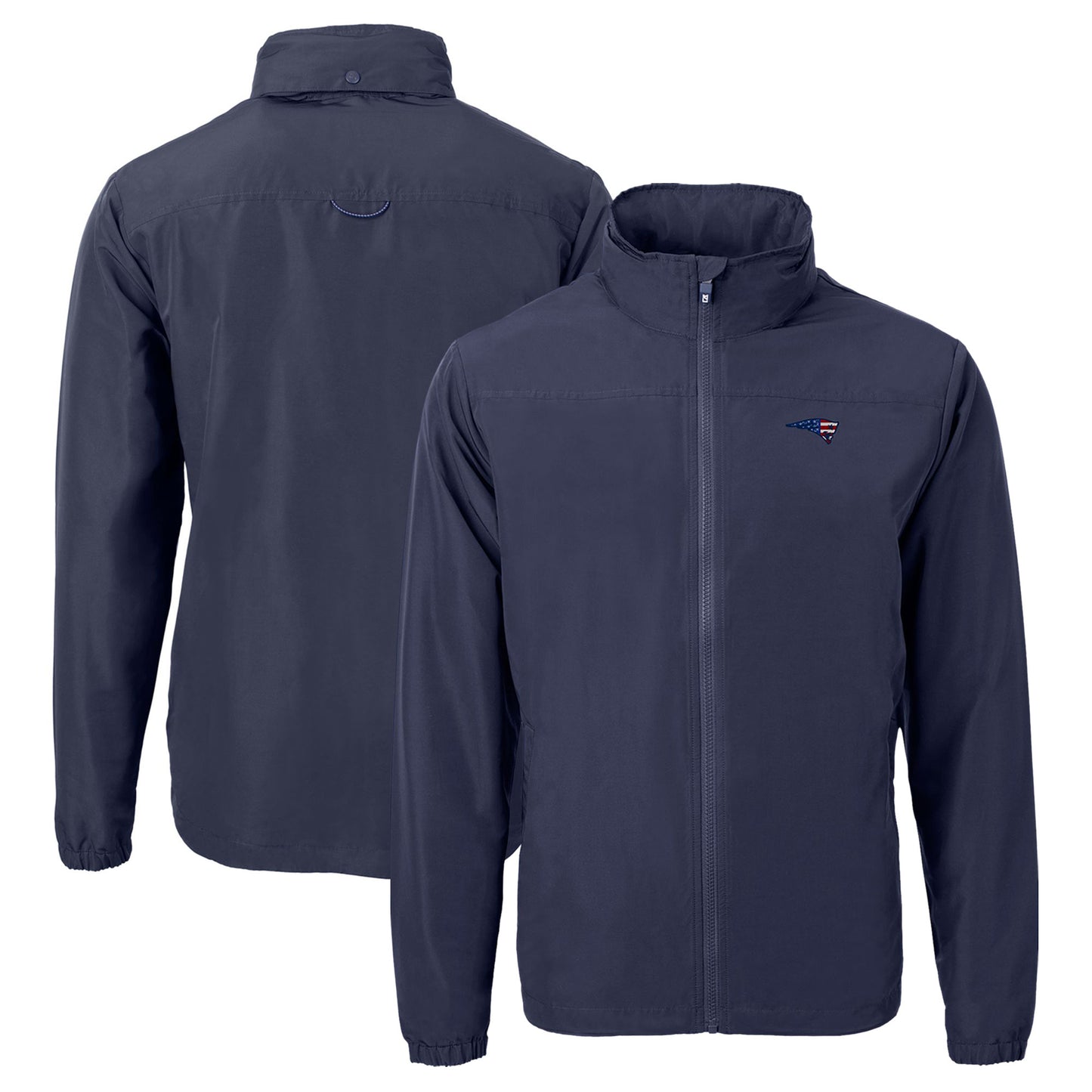 Men's Cutter & Buck  Navy New England Patriots  Charter Eco Recycled Full-Zip Jacket