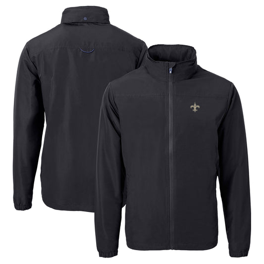 Men's Cutter & Buck  Black New Orleans Saints  Charter Eco Recycled Full-Zip Jacket