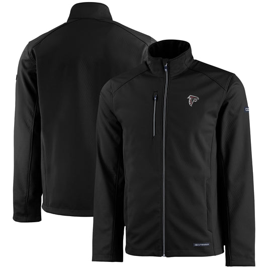 Men's Cutter & Buck Black Atlanta Falcons Evoke Eco Softshell Recycled Full-Zip Jacket