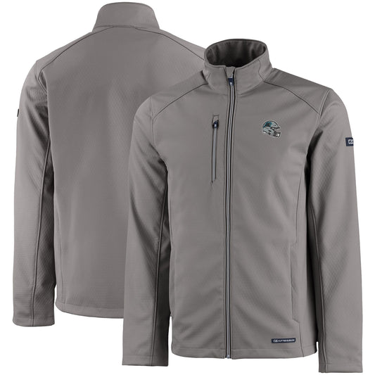 Men's Cutter & Buck Gray Carolina Panthers Evoke Eco Softshell Recycled Full-Zip Jacket