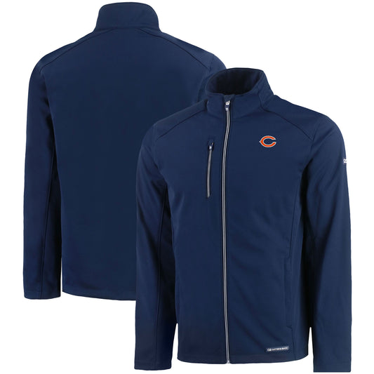 Men's Cutter & Buck Navy Chicago Bears Evoke Eco Softshell Recycled Full-Zip Jacket