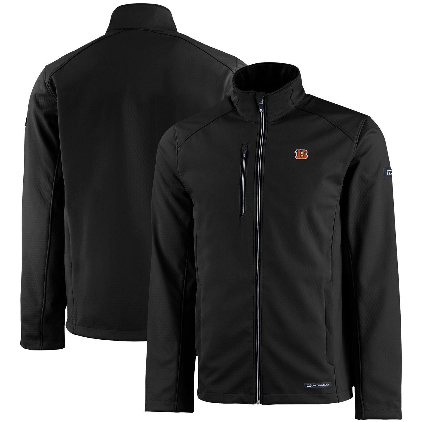 Men's Cutter & Buck Black Cincinnati Bengals Evoke Eco Softshell Recycled Full-Zip Jacket