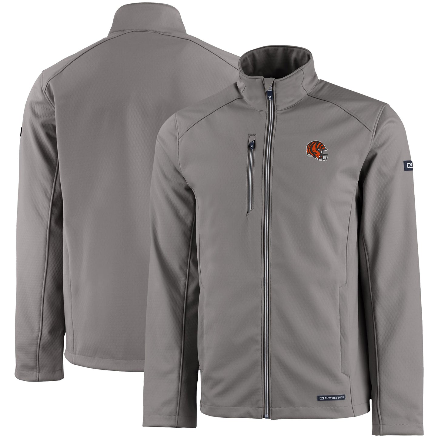 Men's Cutter & Buck Gray Cincinnati Bengals Evoke Eco Softshell Recycled Full-Zip Jacket