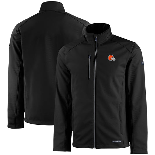 Men's Cutter & Buck Black Cleveland Browns Evoke Eco Softshell Recycled Full-Zip Jacket