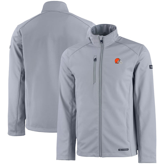 Men's Cutter & Buck Gray Cleveland Browns Evoke Eco Softshell Recycled Full-Zip Jacket
