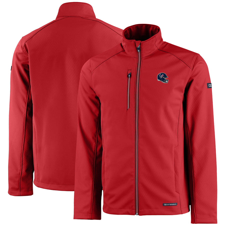 Men's Cutter & Buck Red Houston Texans Evoke Eco Softshell Recycled Full-Zip Jacket