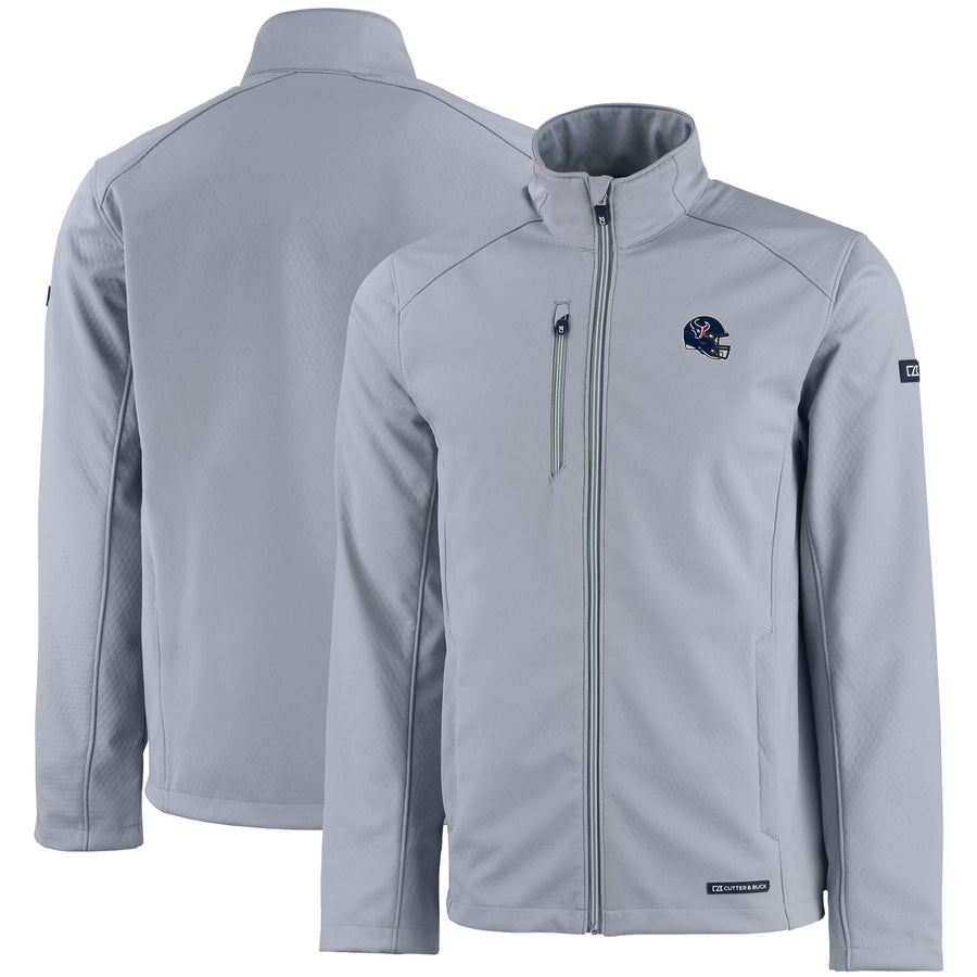 Men's Cutter & Buck Gray Houston Texans Evoke Eco Softshell Recycled Full-Zip Jacket