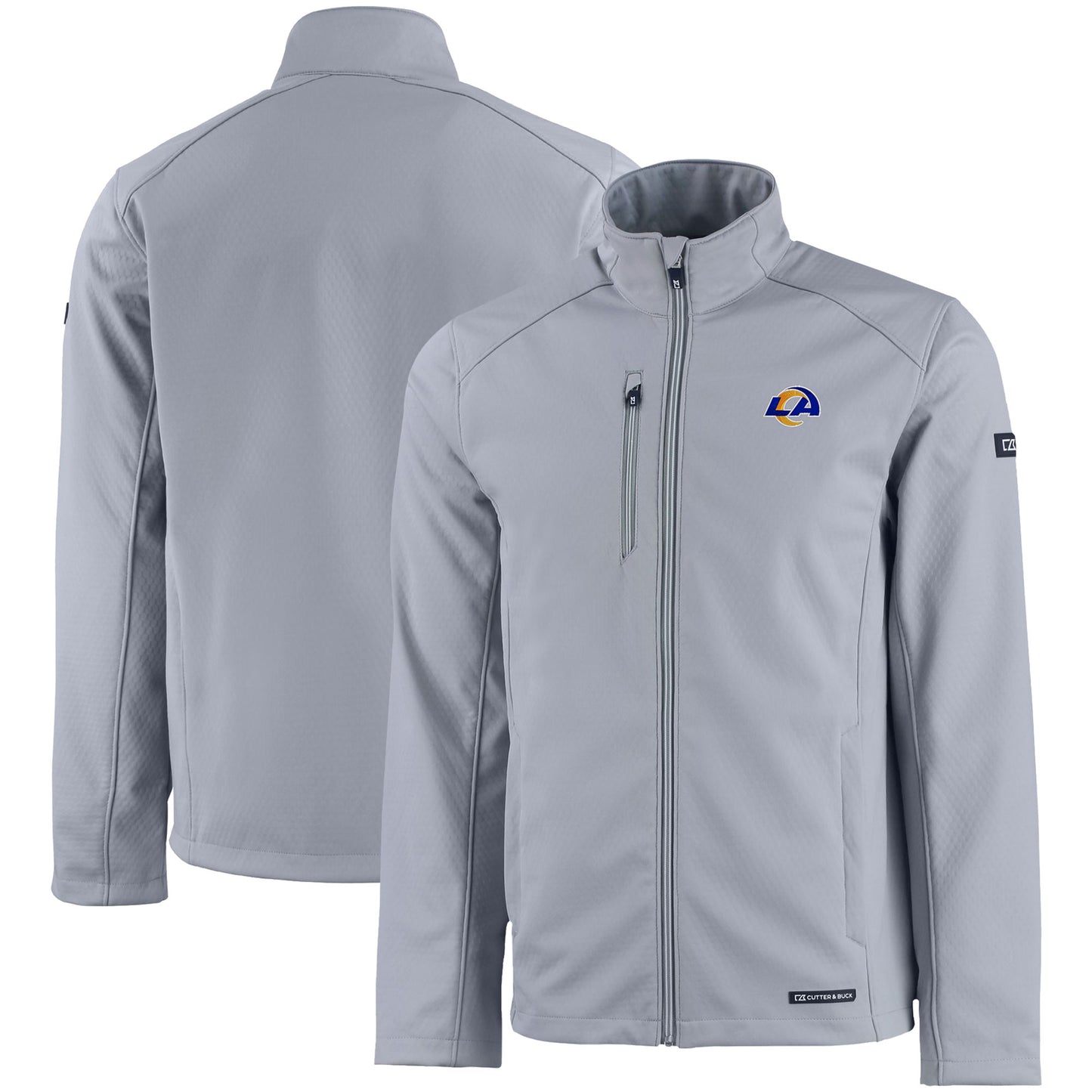 Men's Cutter & Buck Gray Los Angeles Rams Evoke Eco Softshell Recycled Full-Zip Jacket