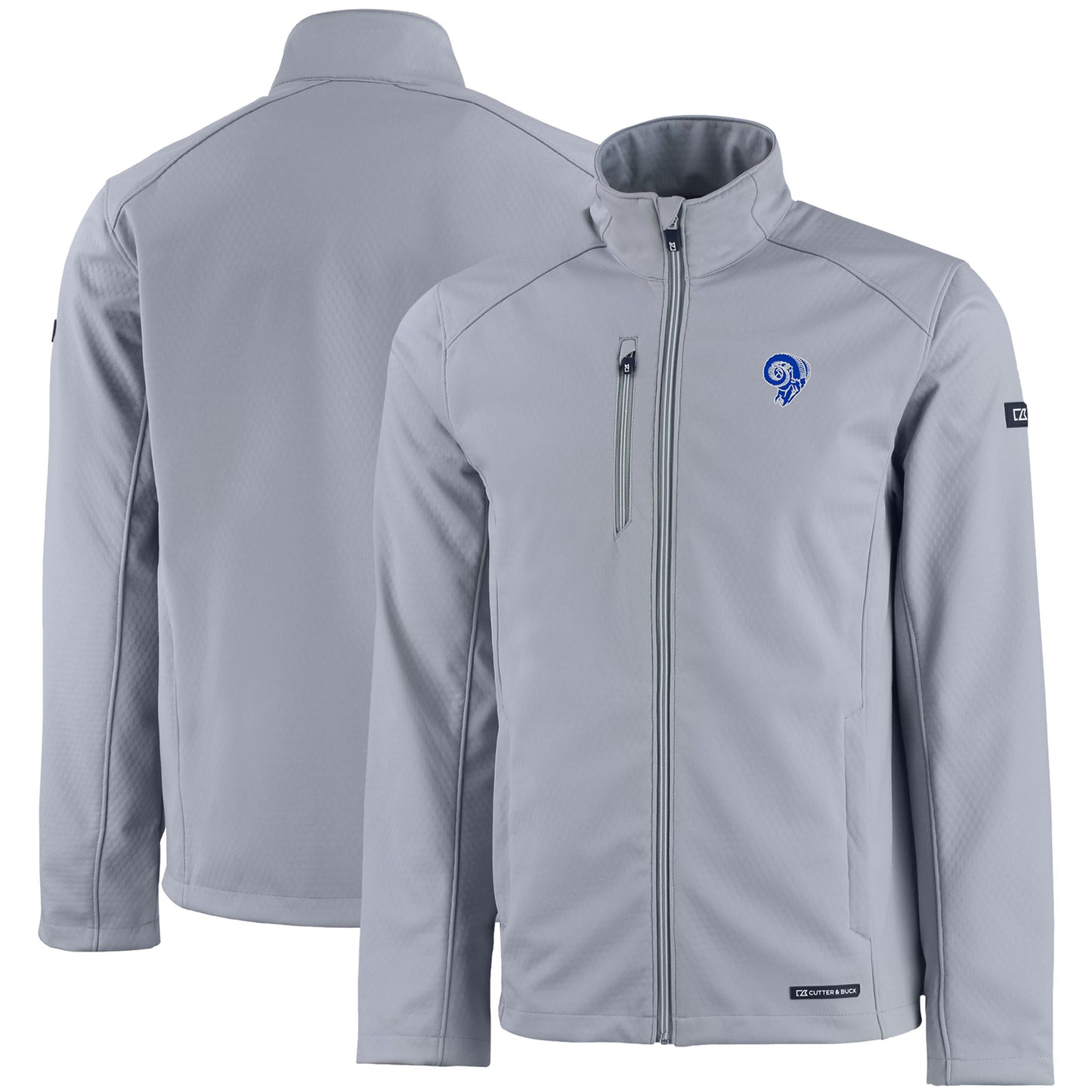 Men's Cutter & Buck Gray Los Angeles Rams Evoke Eco Softshell Recycled Full-Zip Jacket