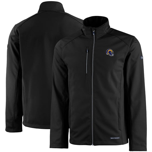 Men's Cutter & Buck Black Los Angeles Rams Evoke Eco Softshell Recycled Full-Zip Jacket