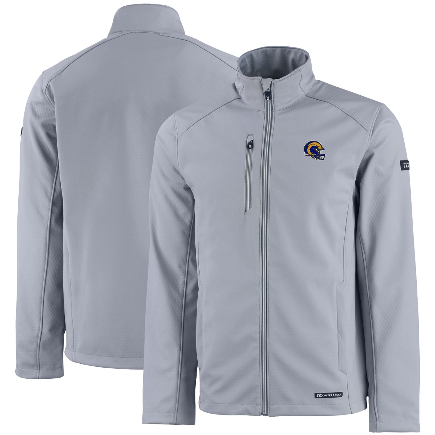 Men's Cutter & Buck Gray Los Angeles Rams Evoke Eco Softshell Recycled Full-Zip Jacket