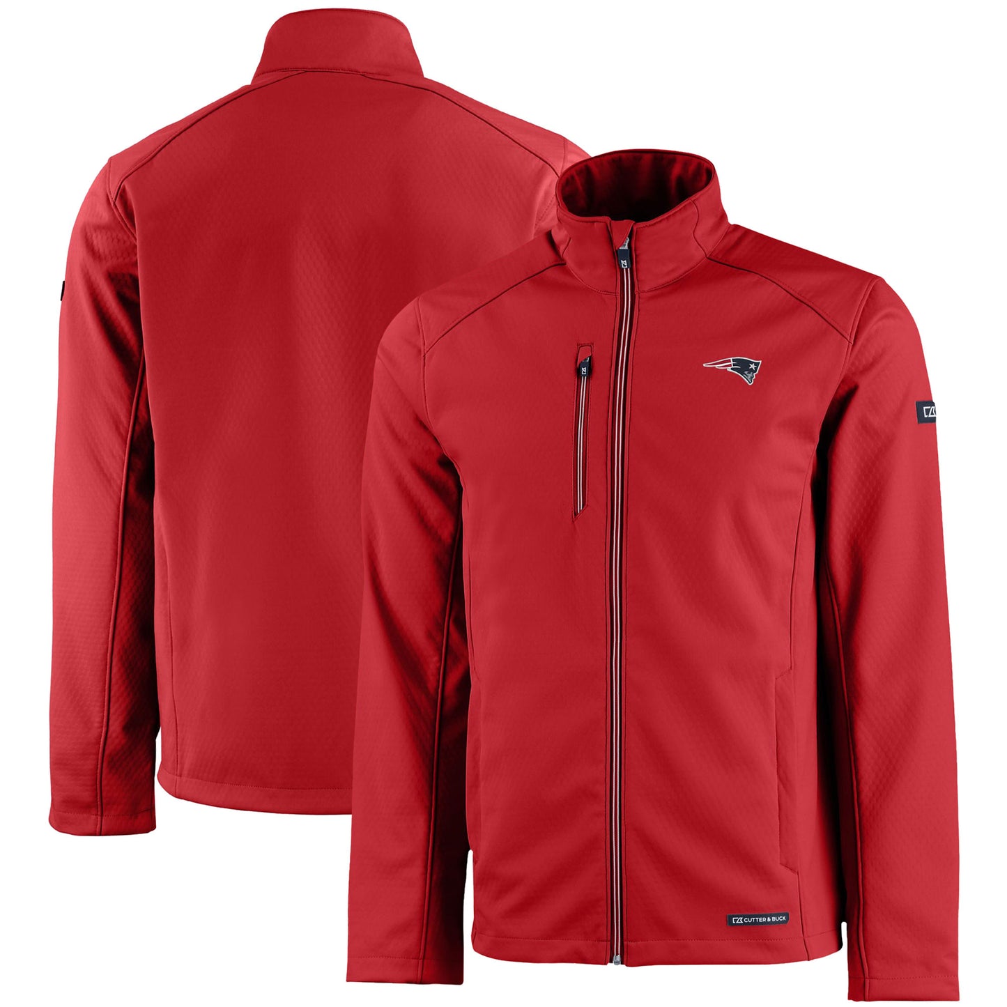 Men's Cutter & Buck Red New England Patriots Evoke Eco Softshell Recycled Full-Zip Jacket