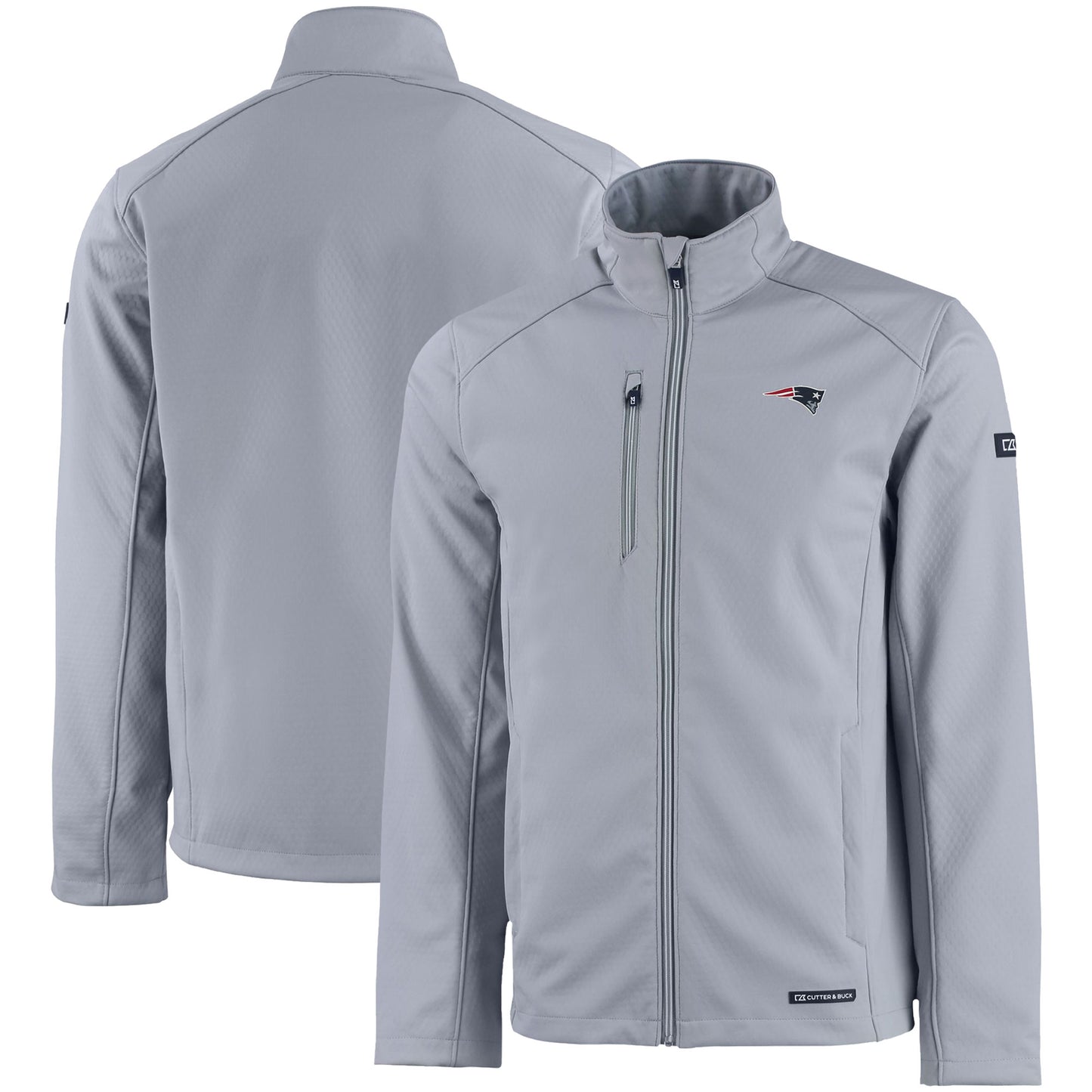 Men's Cutter & Buck Gray New England Patriots Evoke Eco Softshell Recycled Full-Zip Jacket