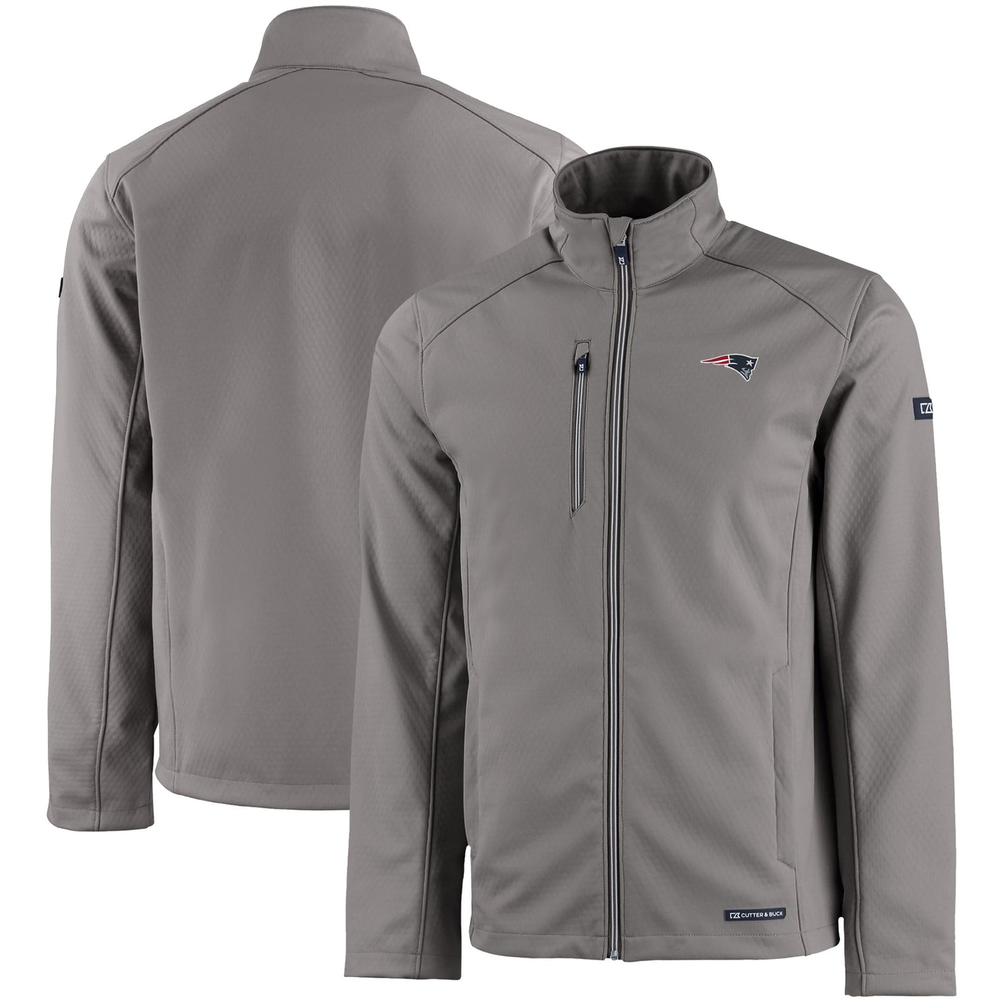 Men's Cutter & Buck Gray New England Patriots Evoke Eco Softshell Recycled Full-Zip Jacket