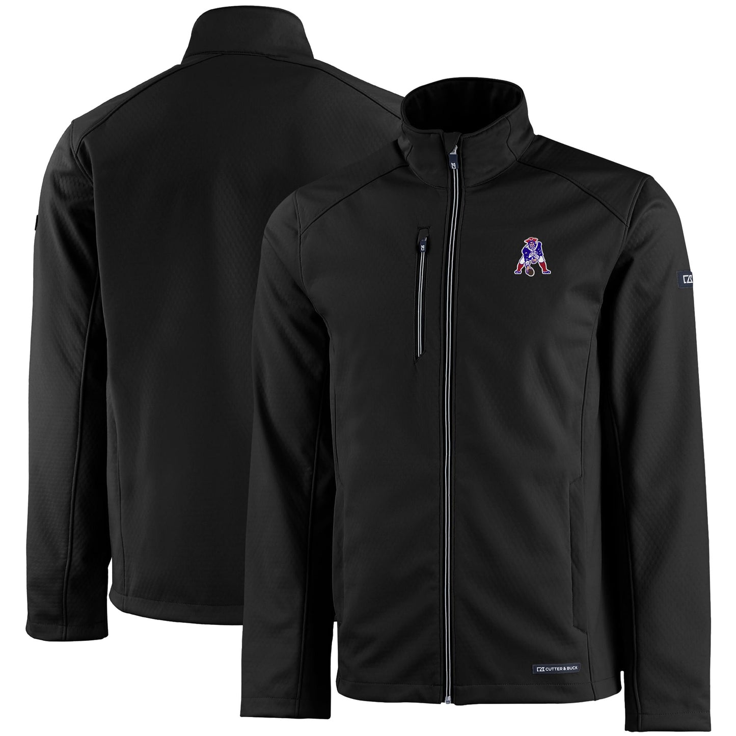 Men's Cutter & Buck Black New England Patriots Evoke Eco Softshell Recycled Full-Zip Jacket