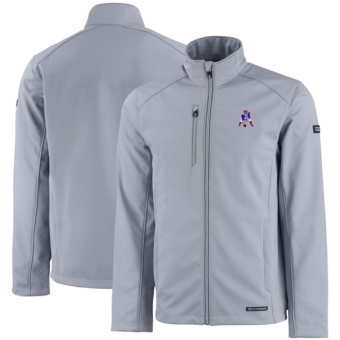 Men's Cutter & Buck Gray New England Patriots Evoke Eco Softshell Recycled Full-Zip Jacket