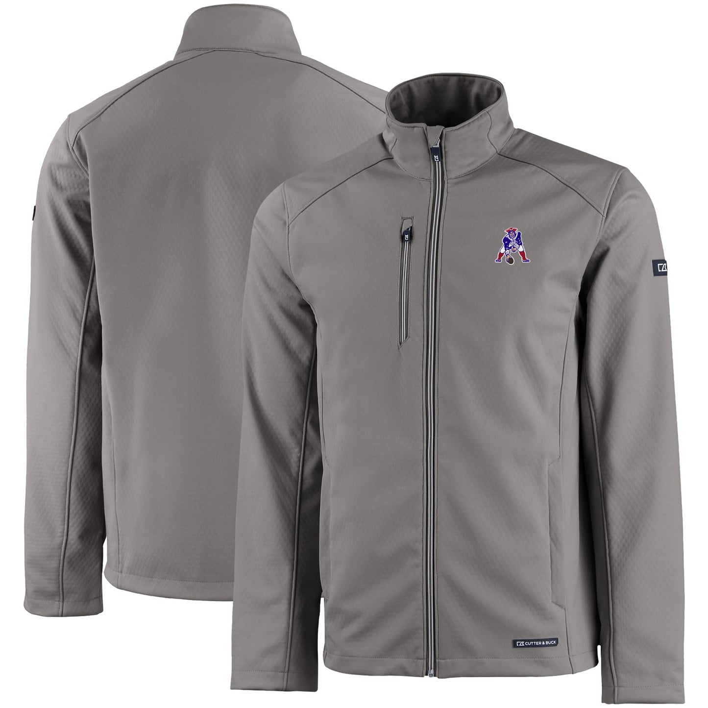 Men's Cutter & Buck Gray New England Patriots Evoke Eco Softshell Recycled Full-Zip Jacket