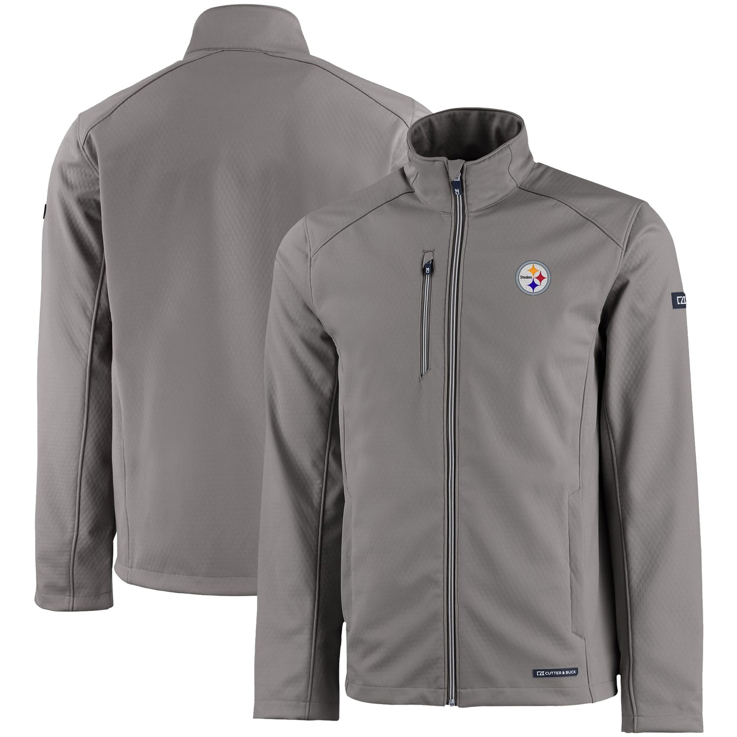 Men's Cutter & Buck Gray Pittsburgh Steelers Evoke Eco Softshell Recycled Full-Zip Jacket